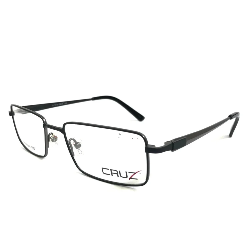 Cruz Eyeglasses Frame I-172 Black Gun Gunmetal Rectangle Titanium 54-18-140